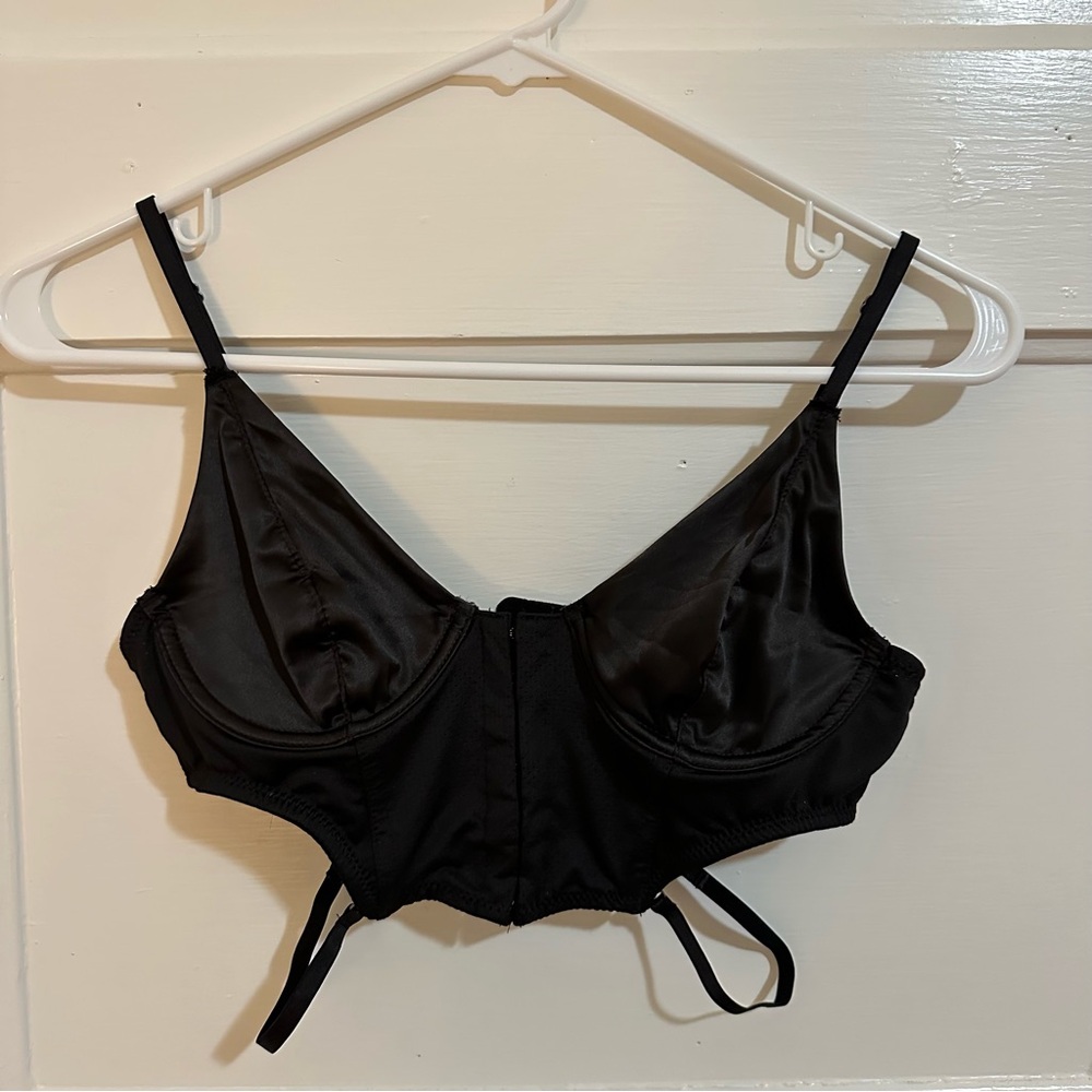 UO Elegant Black Satin Bralette